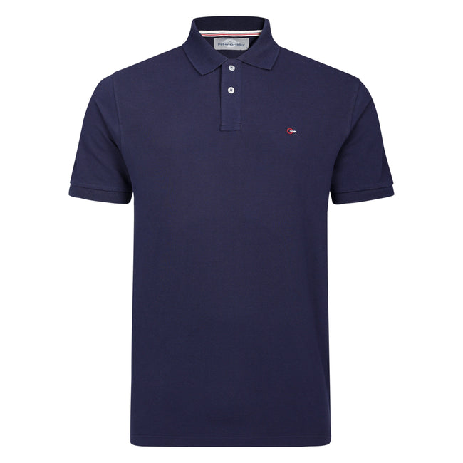 Peter Gribby Cotton Pique Polo Shirt - Navy Hover Image
