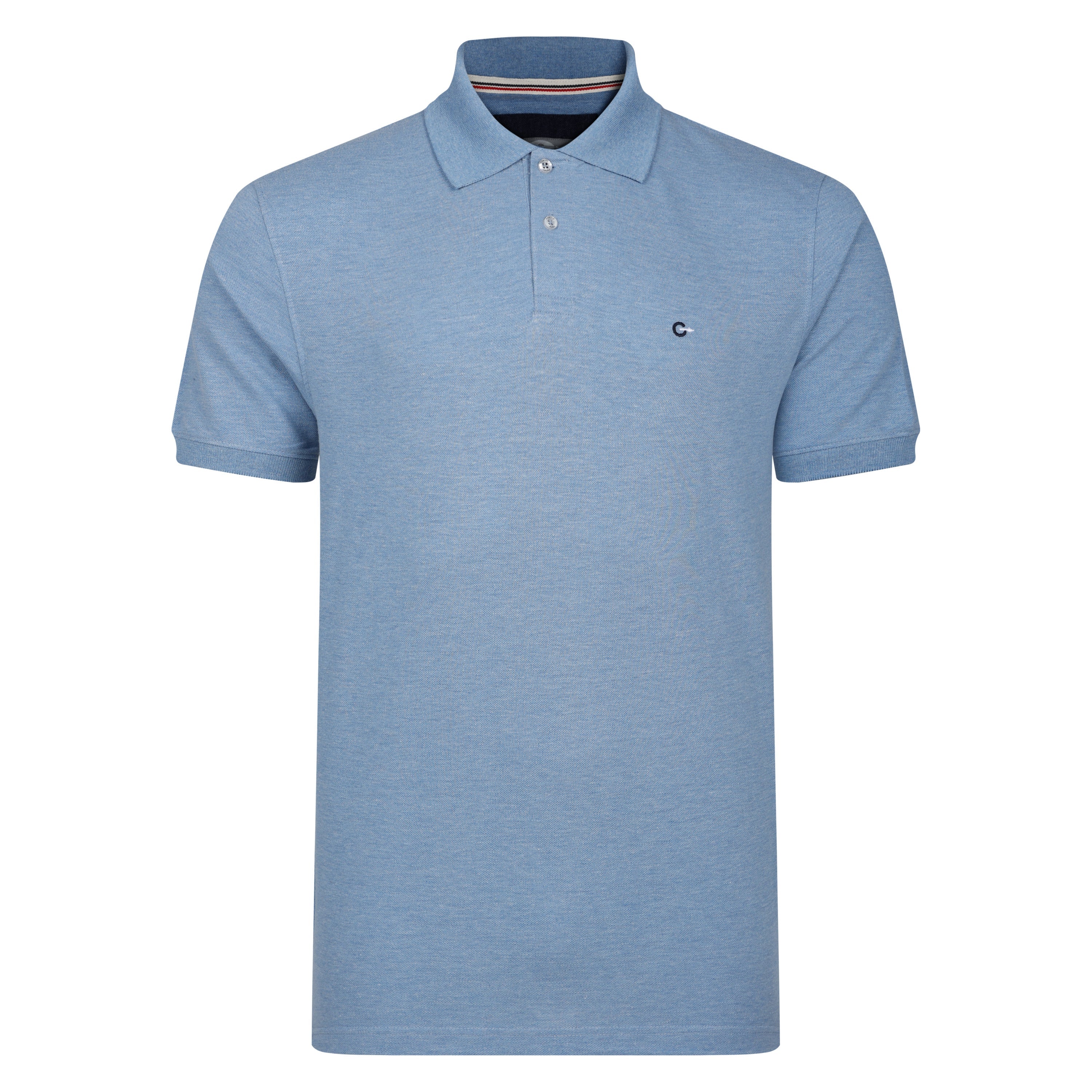 Peter Gribby Short Sleeve Melange Pique Polo Shirt - Cornflower