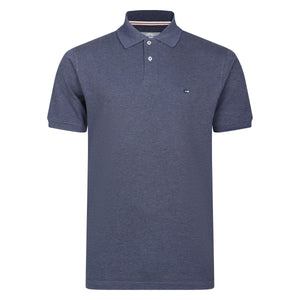 Peter Gribby Short Sleeve Melange Pique Polo Shirt - Denim