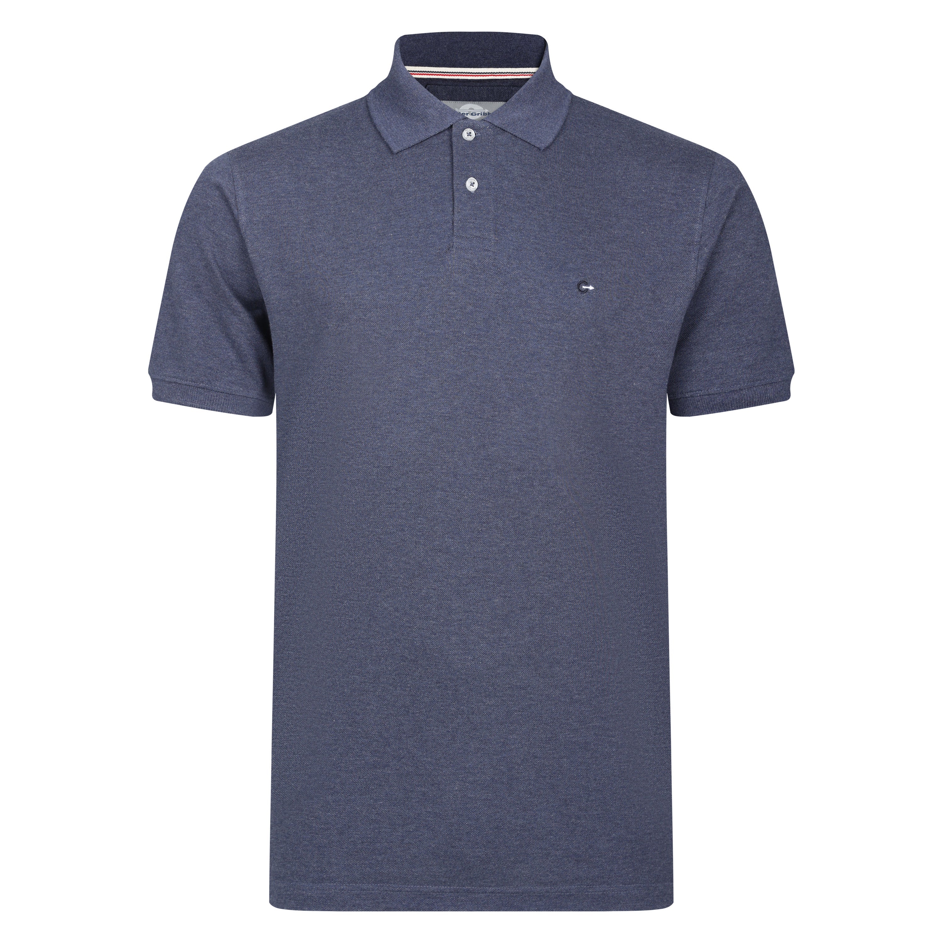 Peter Gribby Short Sleeve Melange Pique Polo Shirt - Denim