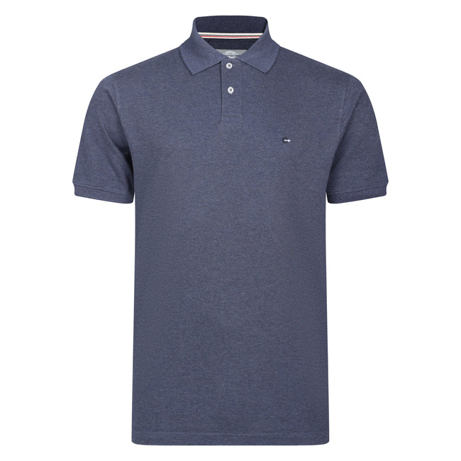 Peter Gribby Short Sleeve Melange Pique Polo Shirt - Denim Hover Image