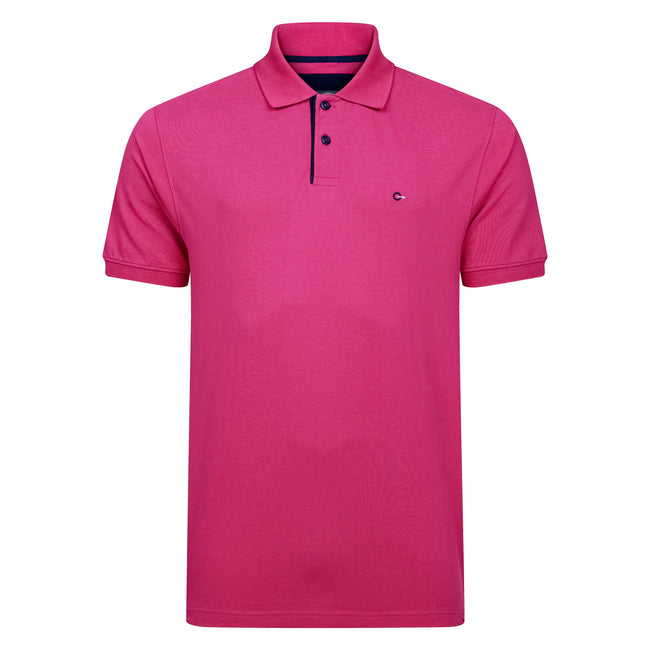 Peter Gribby Short Sleeve Solid Colour Pique Polo - Magenta Hover Image