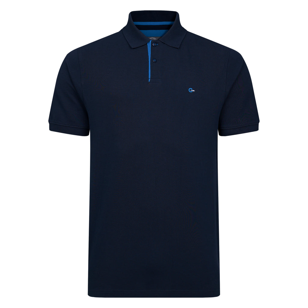 Peter Gribby Short Sleeve Solid Colour Pique Polo - Navy