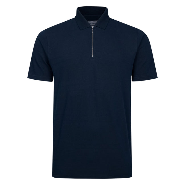 Peter Gribby Bubble Stripe Zipper Polo Hover Image