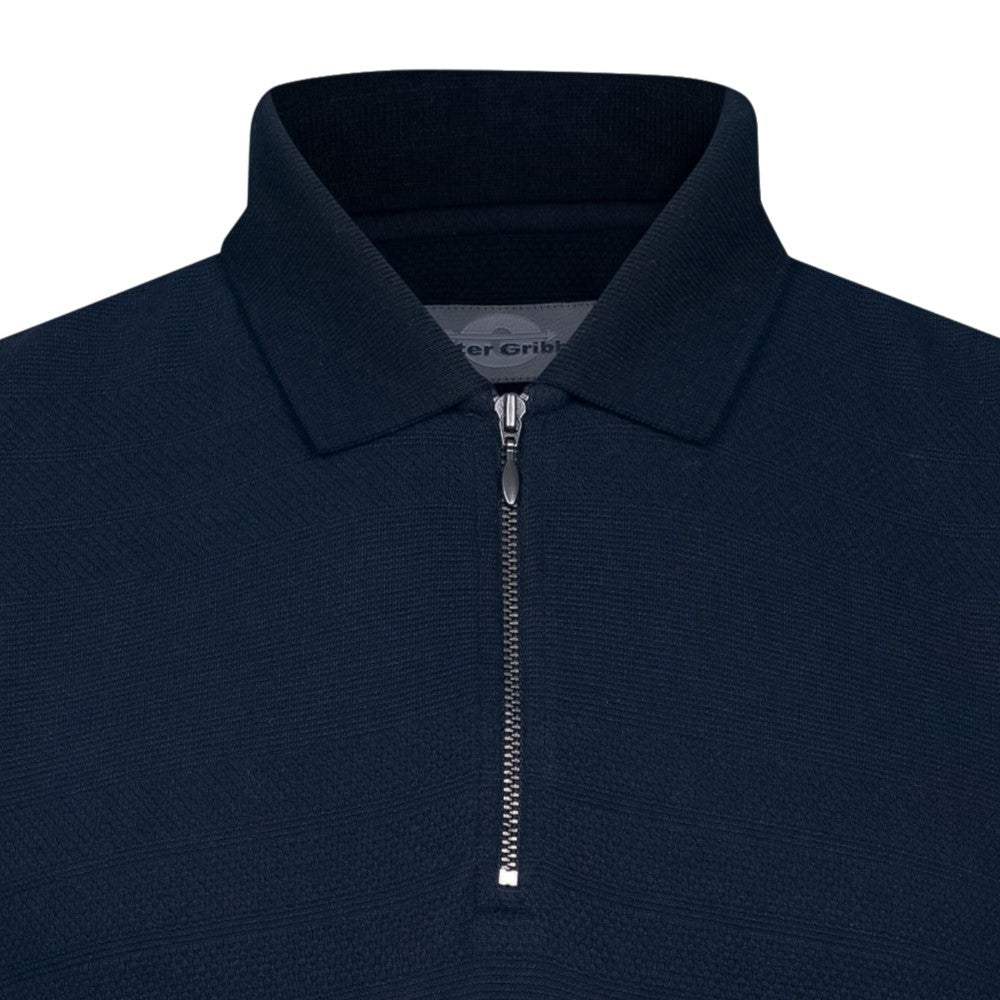 Peter Gribby Bubble Stripe Zipper Polo
