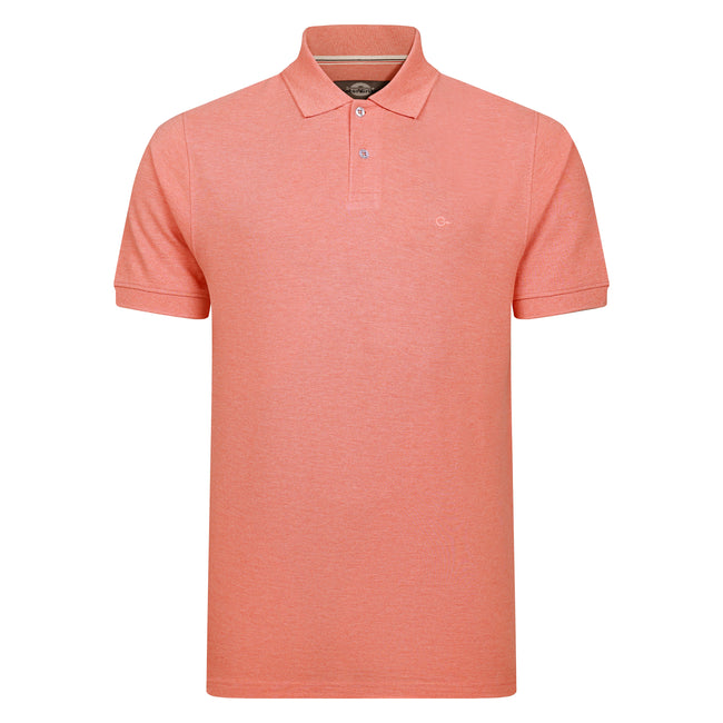 Peter Gribby Short Sleeve Melange Pique Polo - Apricot Hover Image