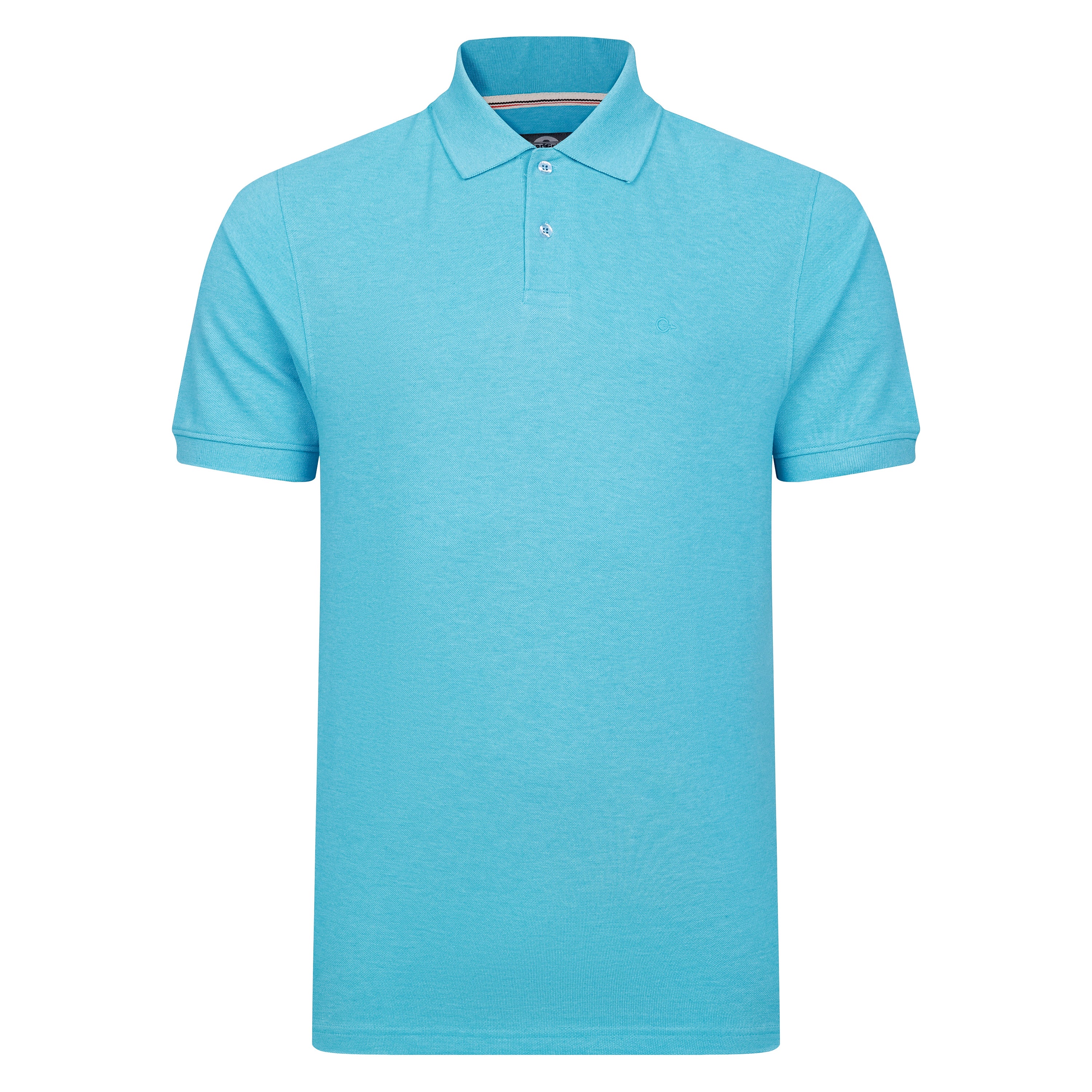 Peter Gribby Short Sleeve Melange Pique Polo - Aqua