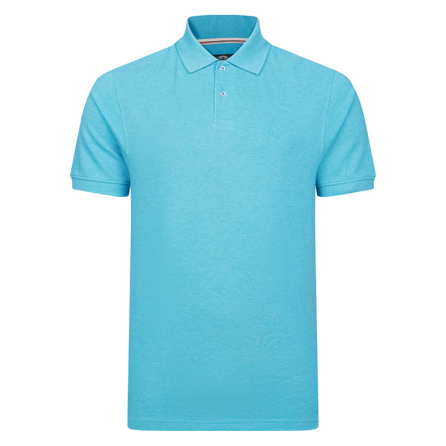 Peter Gribby Short Sleeve Melange Pique Polo - Aqua Hover Image