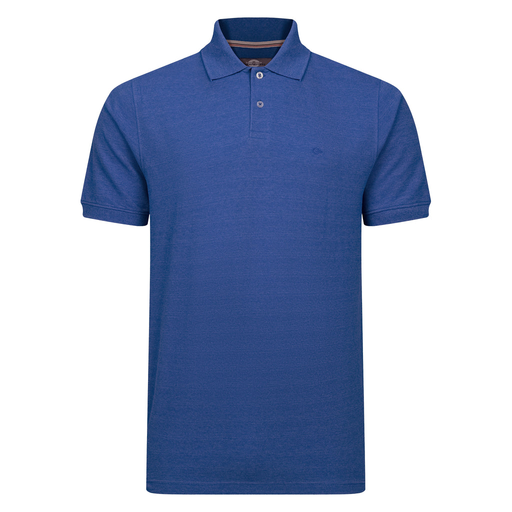 Peter Gribby Short Sleeve Melange Pique Polo - Blue
