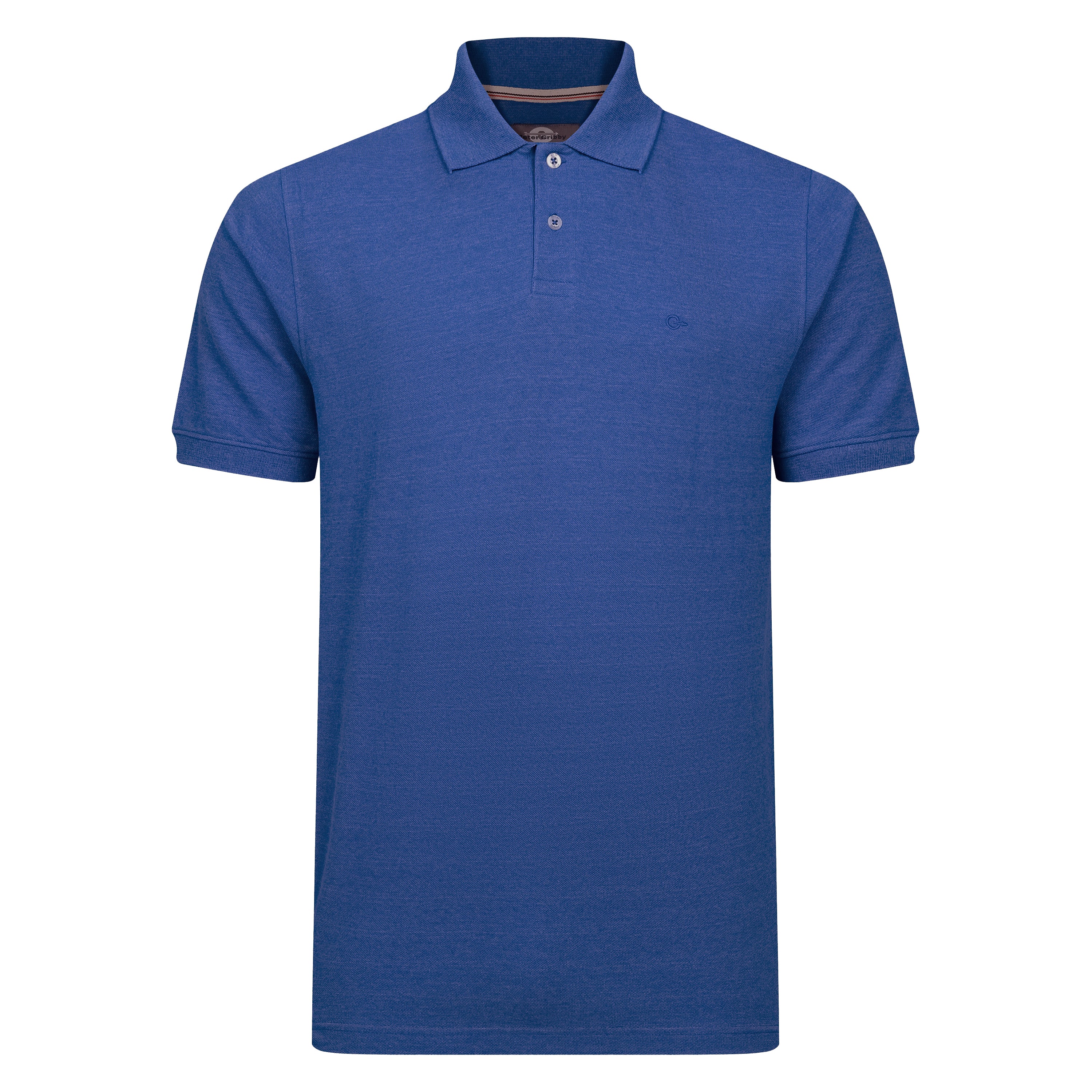 Peter Gribby Short Sleeve Melange Pique Polo - Blue