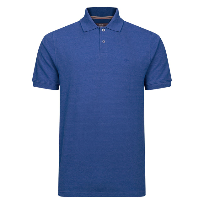 Peter Gribby Short Sleeve Melange Pique Polo - Blue Hover Image
