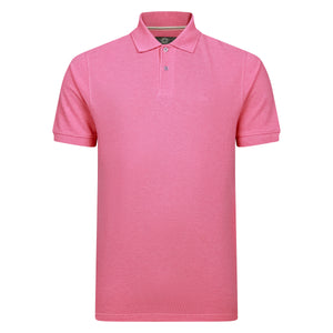 Peter Gribby Short Sleeve Melange Pique Polo - Pink
