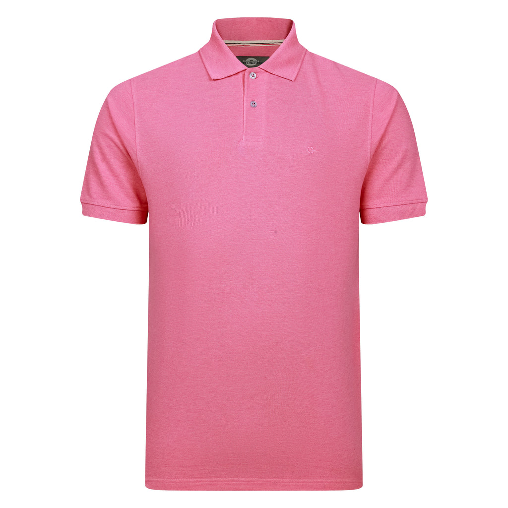 Peter Gribby Short Sleeve Melange Pique Polo - Pink