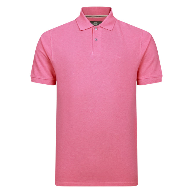 Peter Gribby Short Sleeve Melange Pique Polo - Pink Hover Image