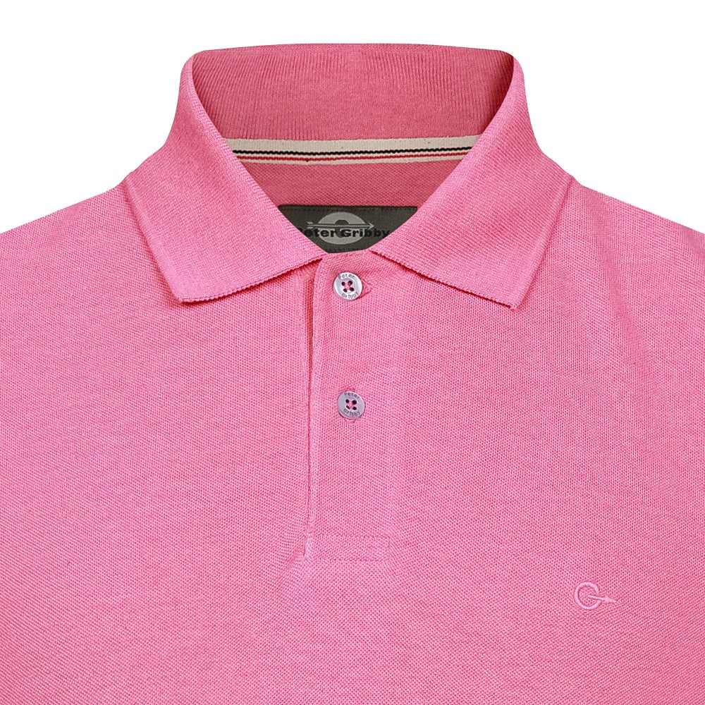 Peter Gribby Short Sleeve Melange Pique Polo - Pink