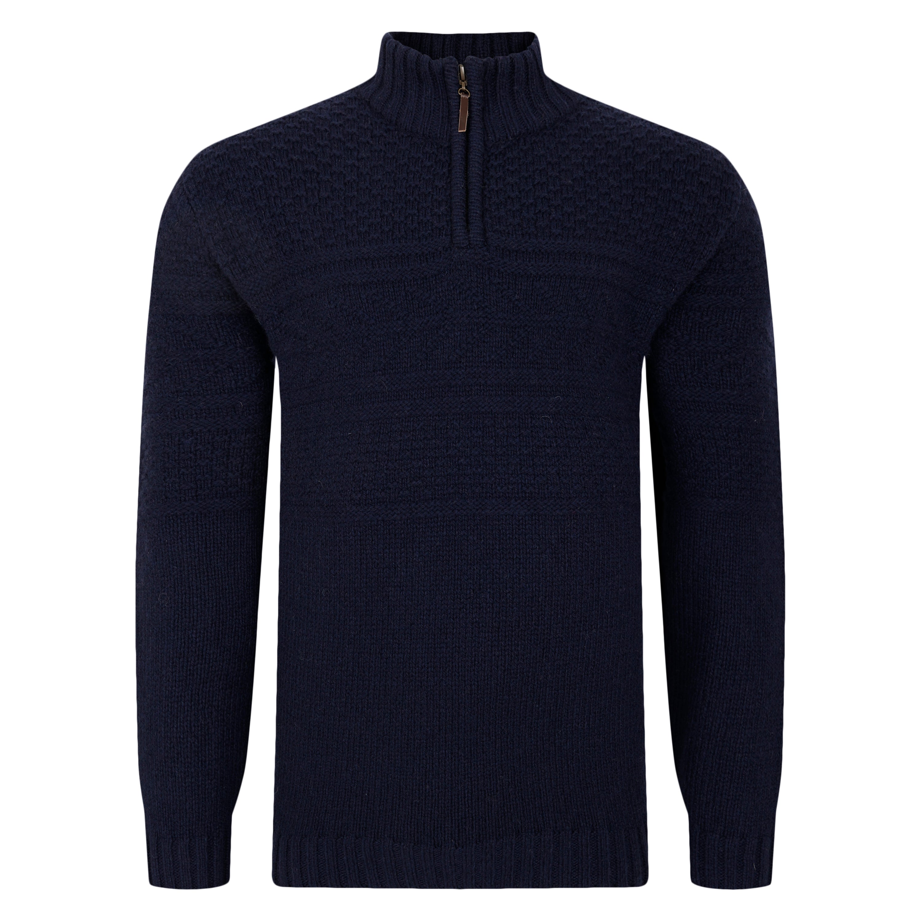 Peter Gribby Guernsey Quarter Zip Sweater - Navy