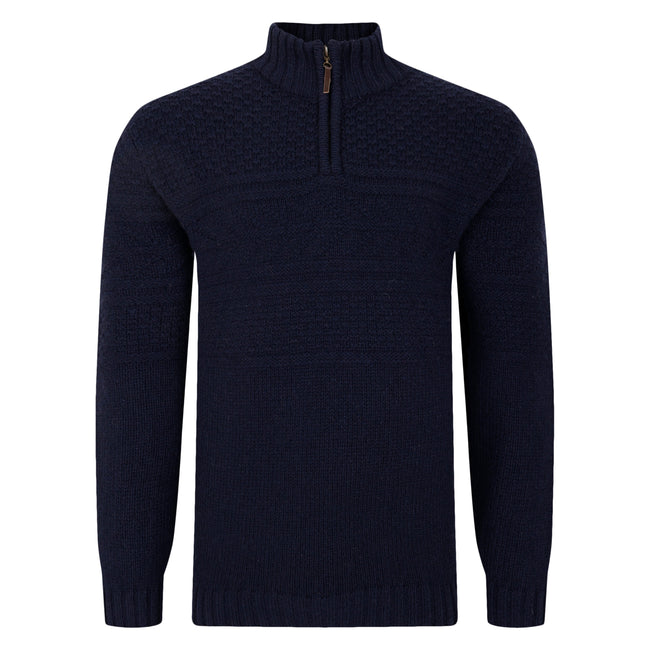 Peter Gribby Guernsey Quarter Zip Sweater - Navy Hover Image