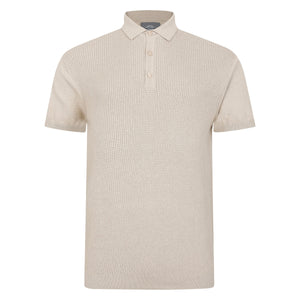 Peter Gribby Short Sleeve Knitted Polo Shirt - Natural