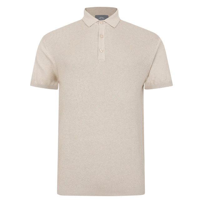 Peter Gribby Short Sleeve Knitted Polo Shirt - Natural Hover Image