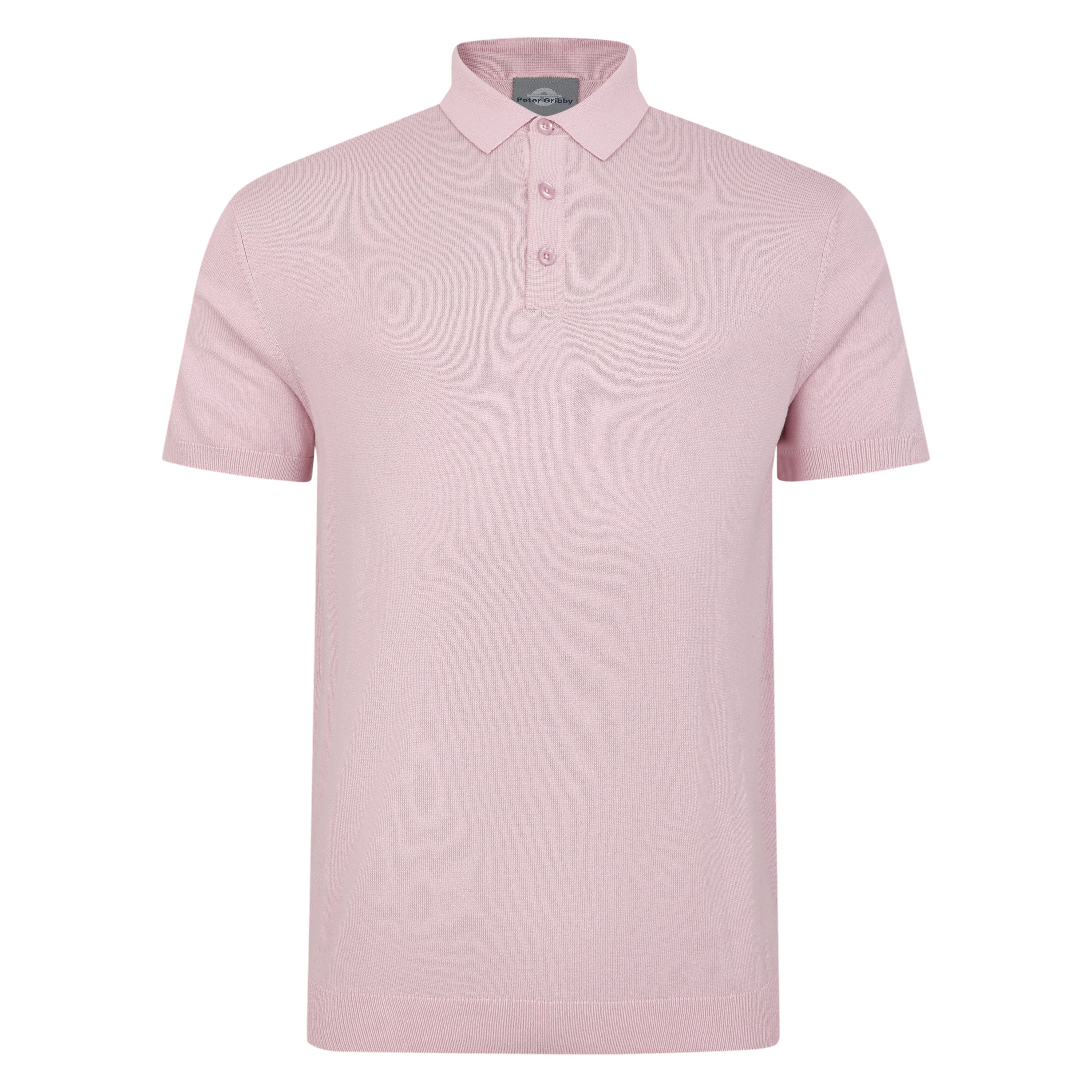 Peter Gribby Short Sleeve Icemint Knitted Polo Shirt - Rose