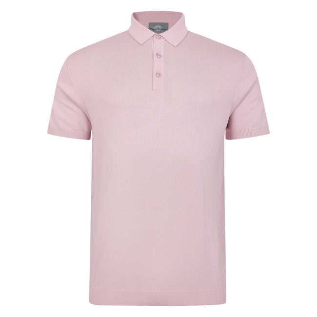 Peter Gribby Short Sleeve Icemint Knitted Polo Shirt - Rose Hover Image