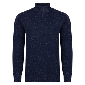 Peter Gribby Lambswool Mix Nep 1/4 Zip - Indigo