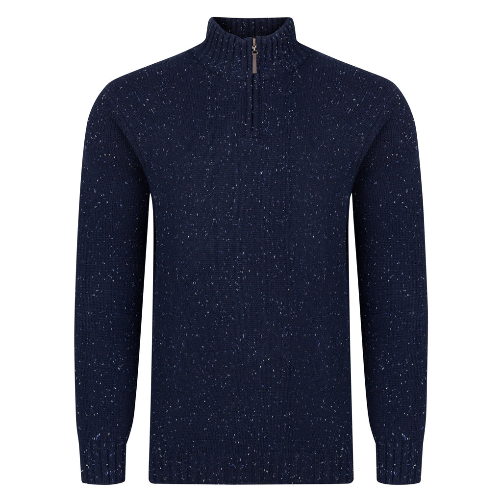 Peter Gribby Lambswool Mix Nep 1/4 Zip - Indigo