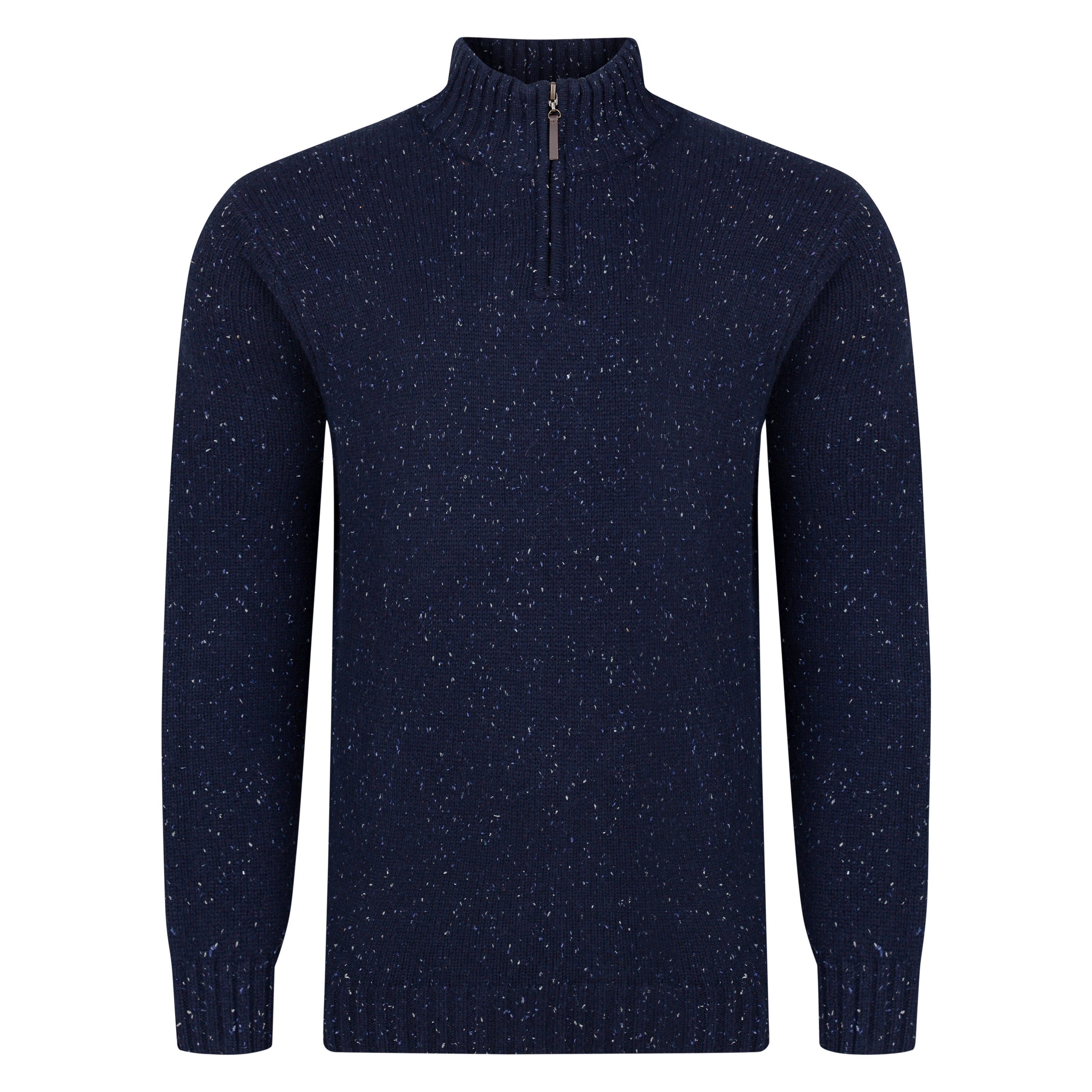 Peter Gribby Lambswool Mix Nep 1/4 Zip - Indigo