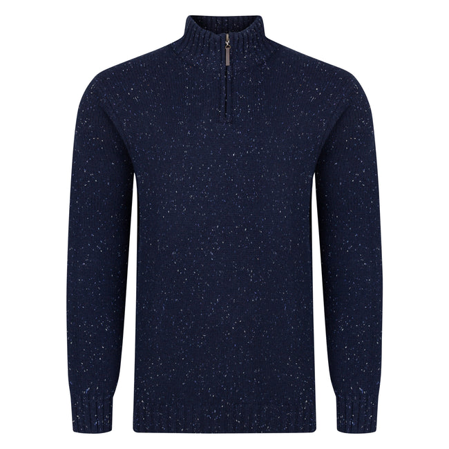 Peter Gribby Lambswool Mix Nep 1/4 Zip - Indigo Hover Image