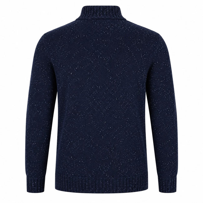 Peter Gribby Lambswool Mix Nep 1/4 Zip - Indigo Main Image