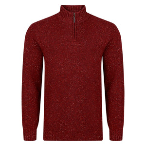 Peter Gribby Lambswool Mix Nep 1/4 Zip - Wine