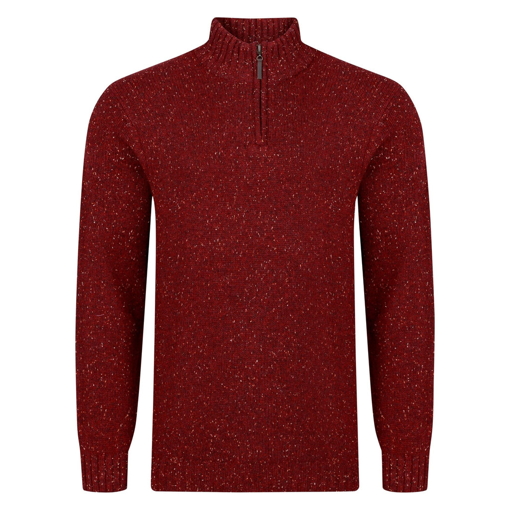 Peter Gribby Lambswool Mix Nep 1/4 Zip - Wine