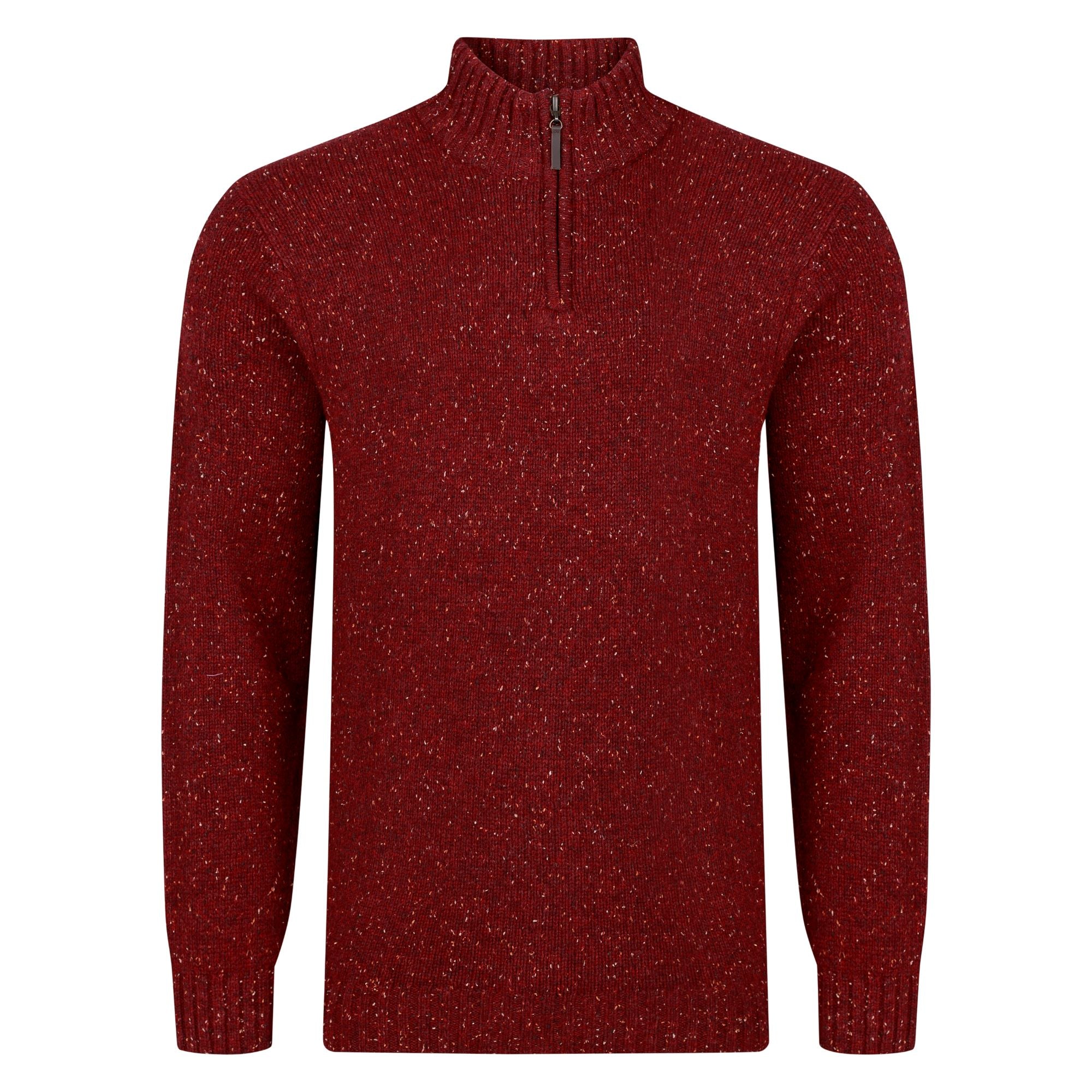 Peter Gribby Lambswool Mix Nep 1/4 Zip - Wine