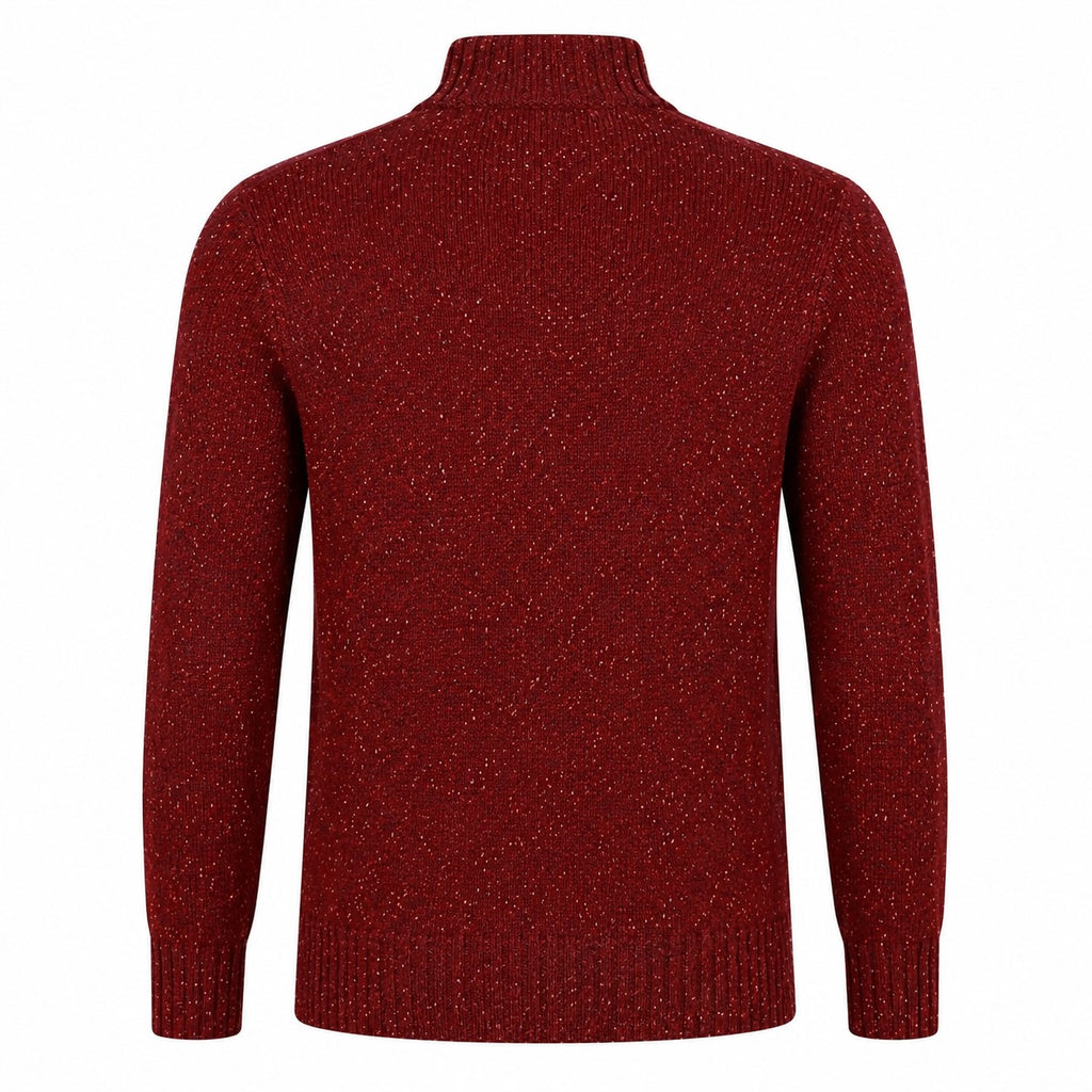 Peter Gribby Lambswool Mix Nep 1/4 Zip - Wine