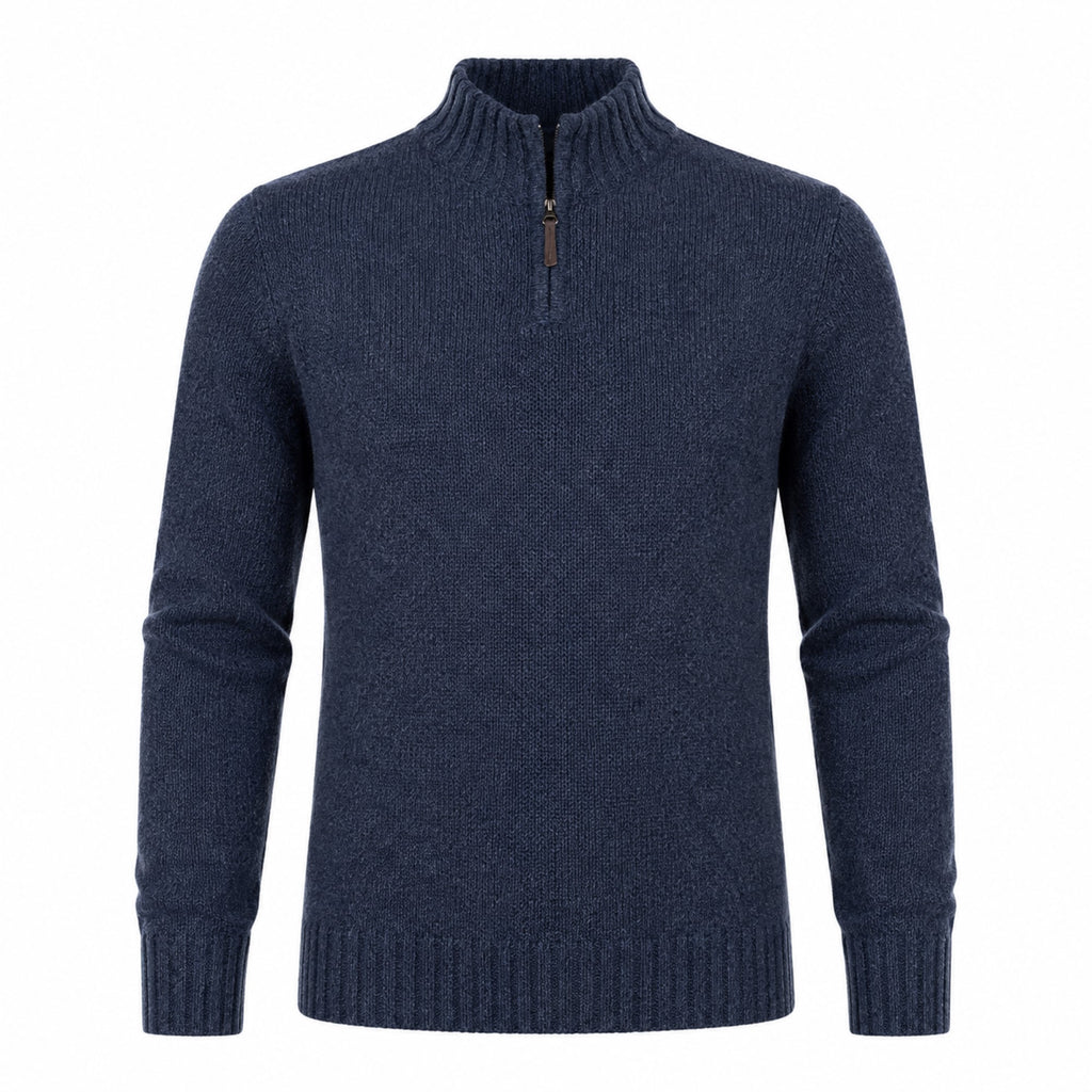 Peter Gribby Lambswool 1/4 Zip Sweater - Indigo