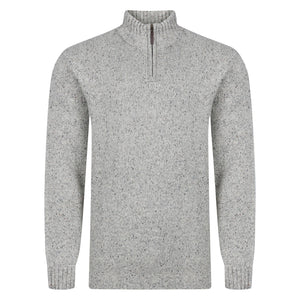 Peter Gribby Lambswool Mix Nep 1/4 Zip - Pebble