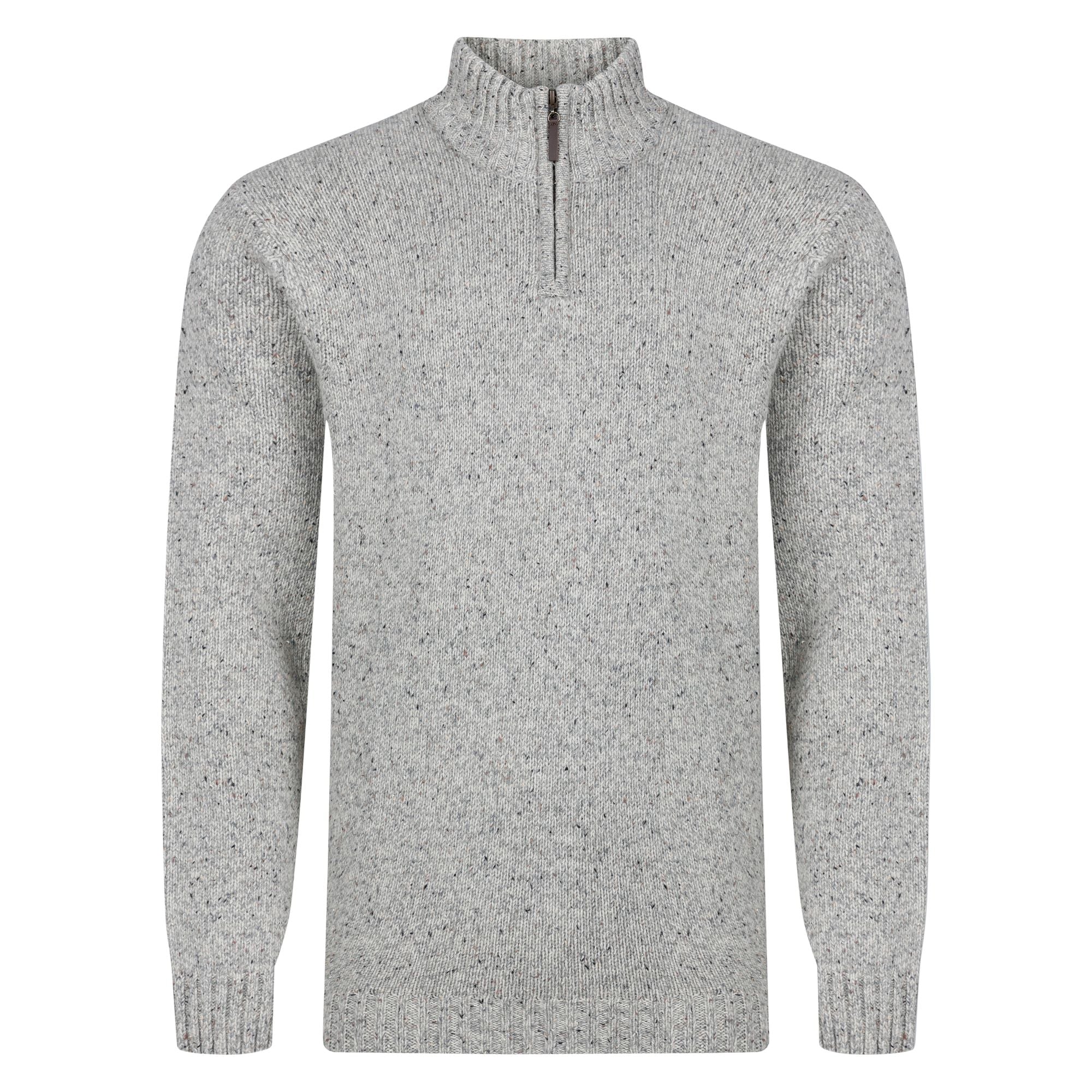 Peter Gribby Lambswool Mix Nep 1/4 Zip - Pebble