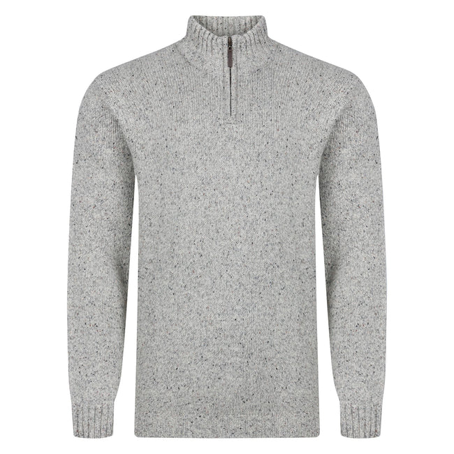 Peter Gribby Lambswool Mix Nep 1/4 Zip - Pebble Hover Image