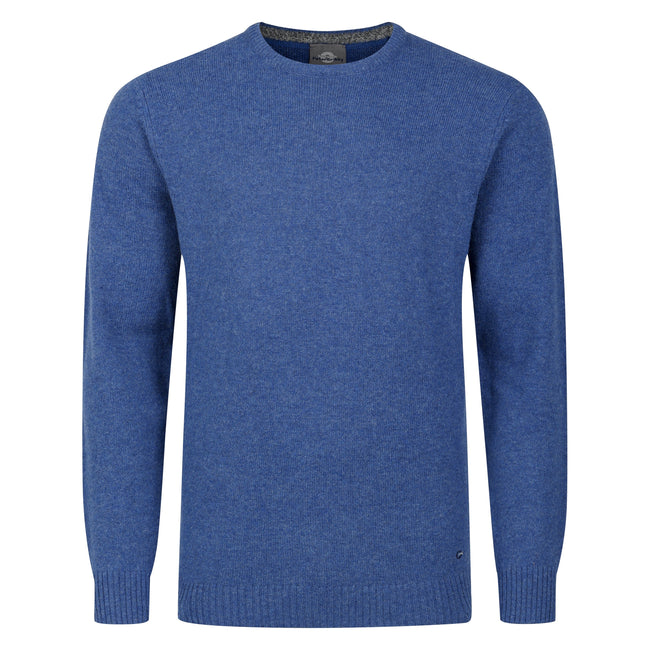 Peter Gribby Crew Neck Lambswool Sweater - Blue Hover Image