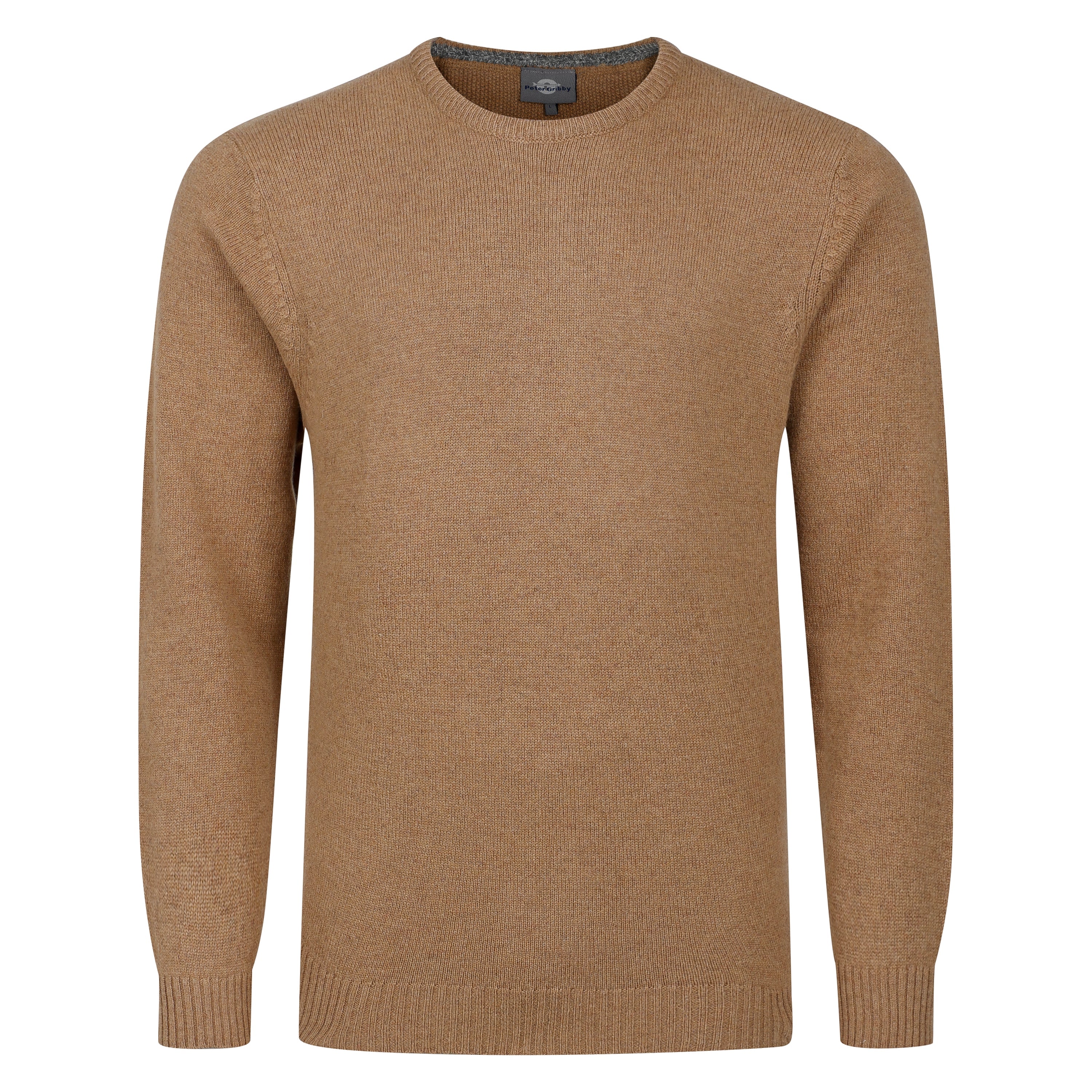 Peter Gribby Crew Neck Lambswool Sweater - Caramel