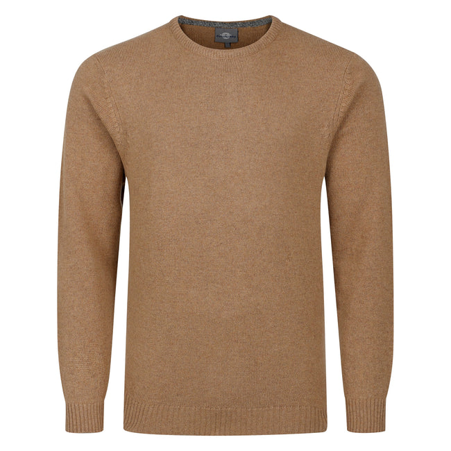 Peter Gribby Crew Neck Lambswool Sweater - Caramel Hover Image