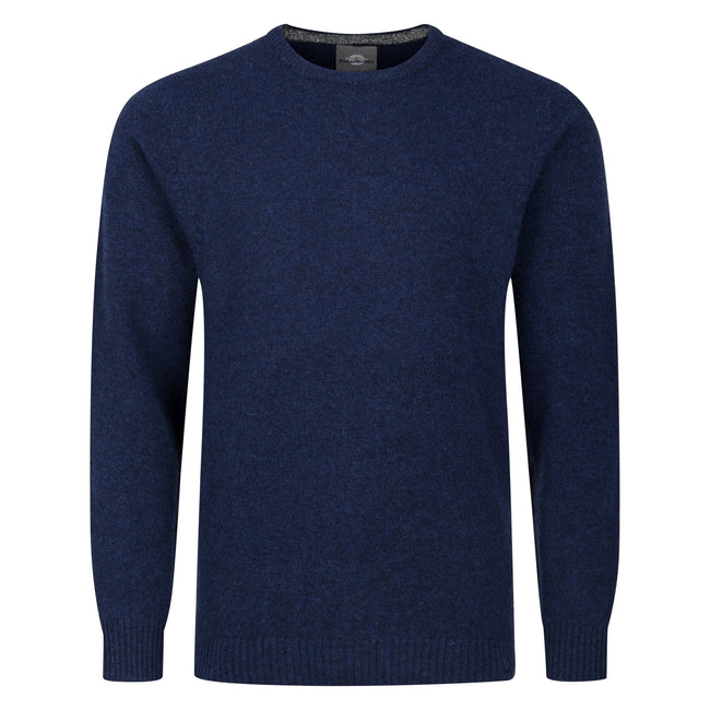 Peter Gribby Crew Neck Lambswool Sweater - Navy Hover Image