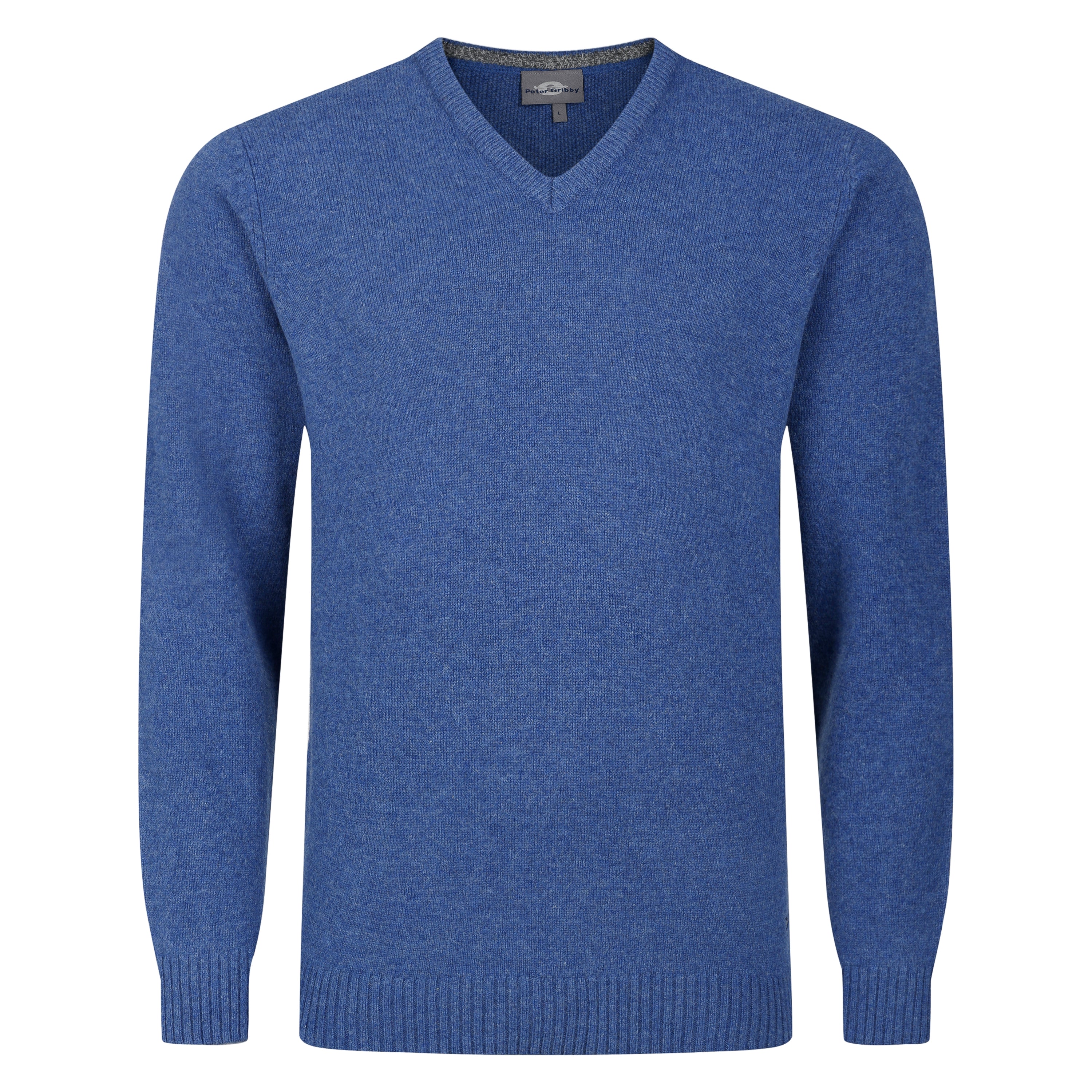 Peter Gribby V Neck Lambswool Sweater - Blue