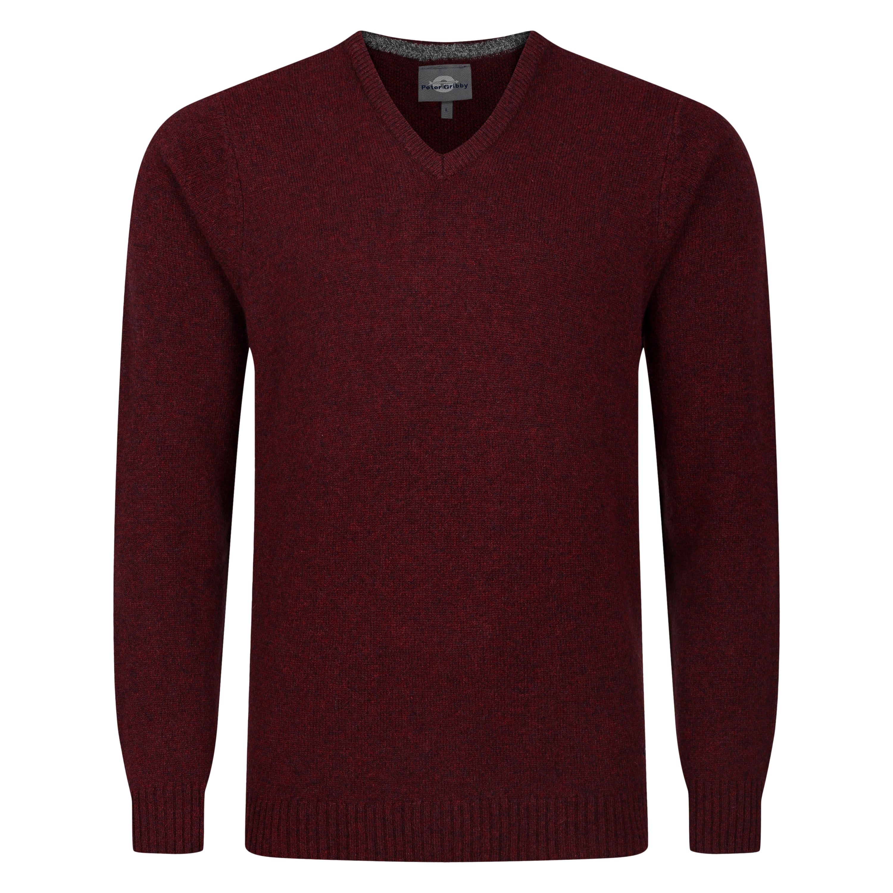 Peter Gribby V Neck Lambswool Sweater - Wine