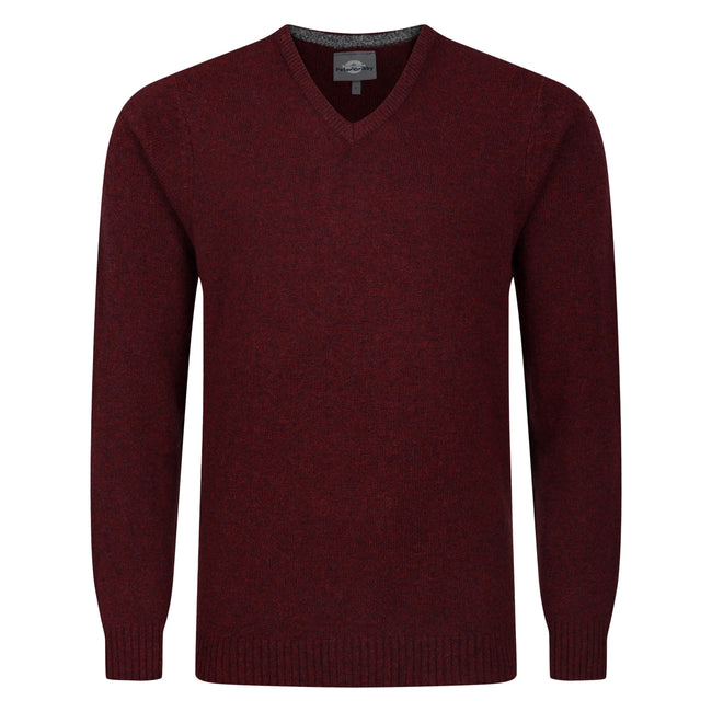 Peter Gribby V Neck Lambswool Sweater - Wine Hover Image