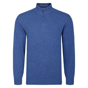 Peter Gribby Lambswool Quarter Zip Sweater - Blue
