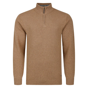Peter Gribby Lambswool Quarter Zip Sweater - Caramel