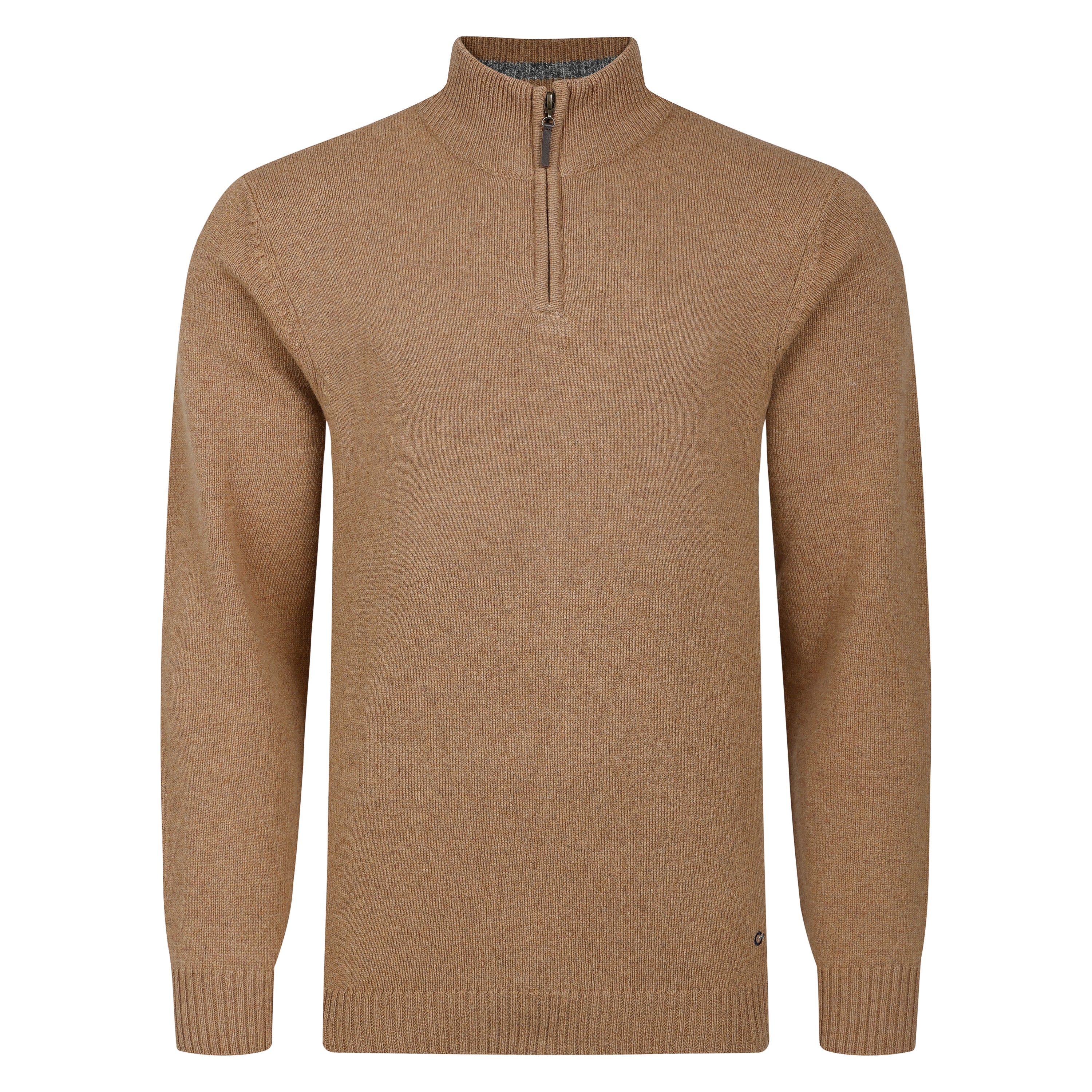 Peter Gribby Lambswool Quarter Zip Sweater - Caramel