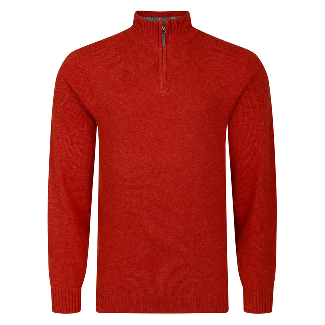 Peter Gribby Lambswool Quarter Zip Sweater - Copper Hover Image