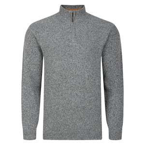 Peter Gribby Lambswool Quarter Zip Sweater - Grey Marl